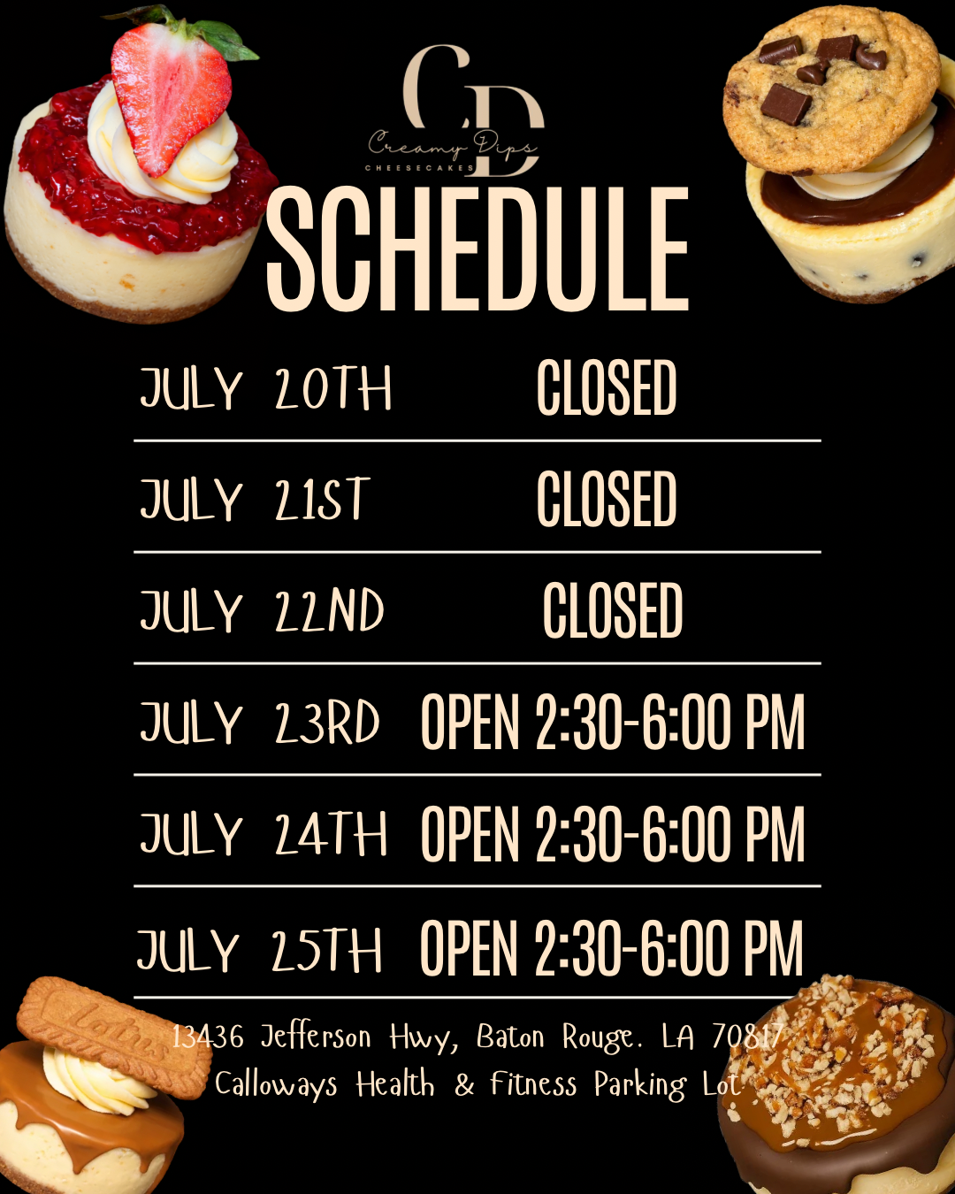 This Weeks Schedule